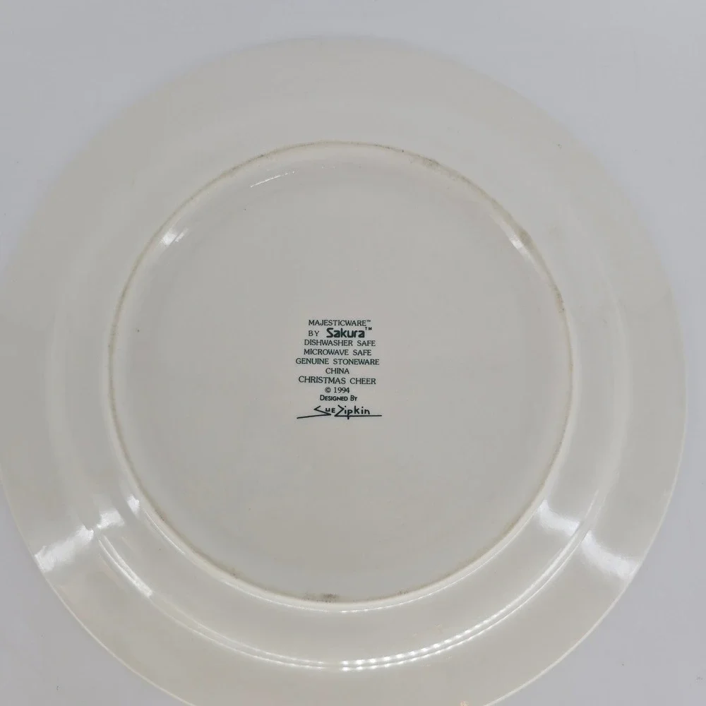 Vintage 1994 Sakura Christmas Cheer Sue Zipkin Stoneware Dinner Plate